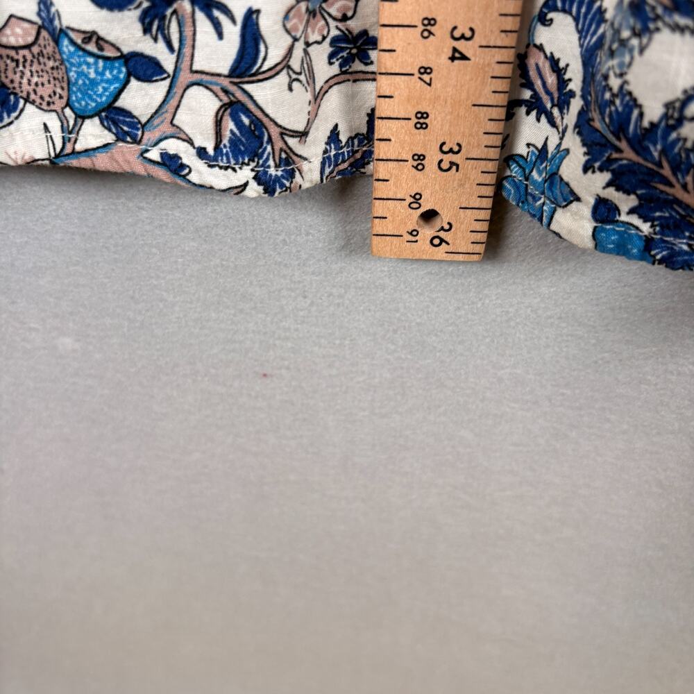 Knox Rose Women's Lg Blue Cream Floral Block Print Puff Sleeve Dress (pockets) - Picture 5 of 6